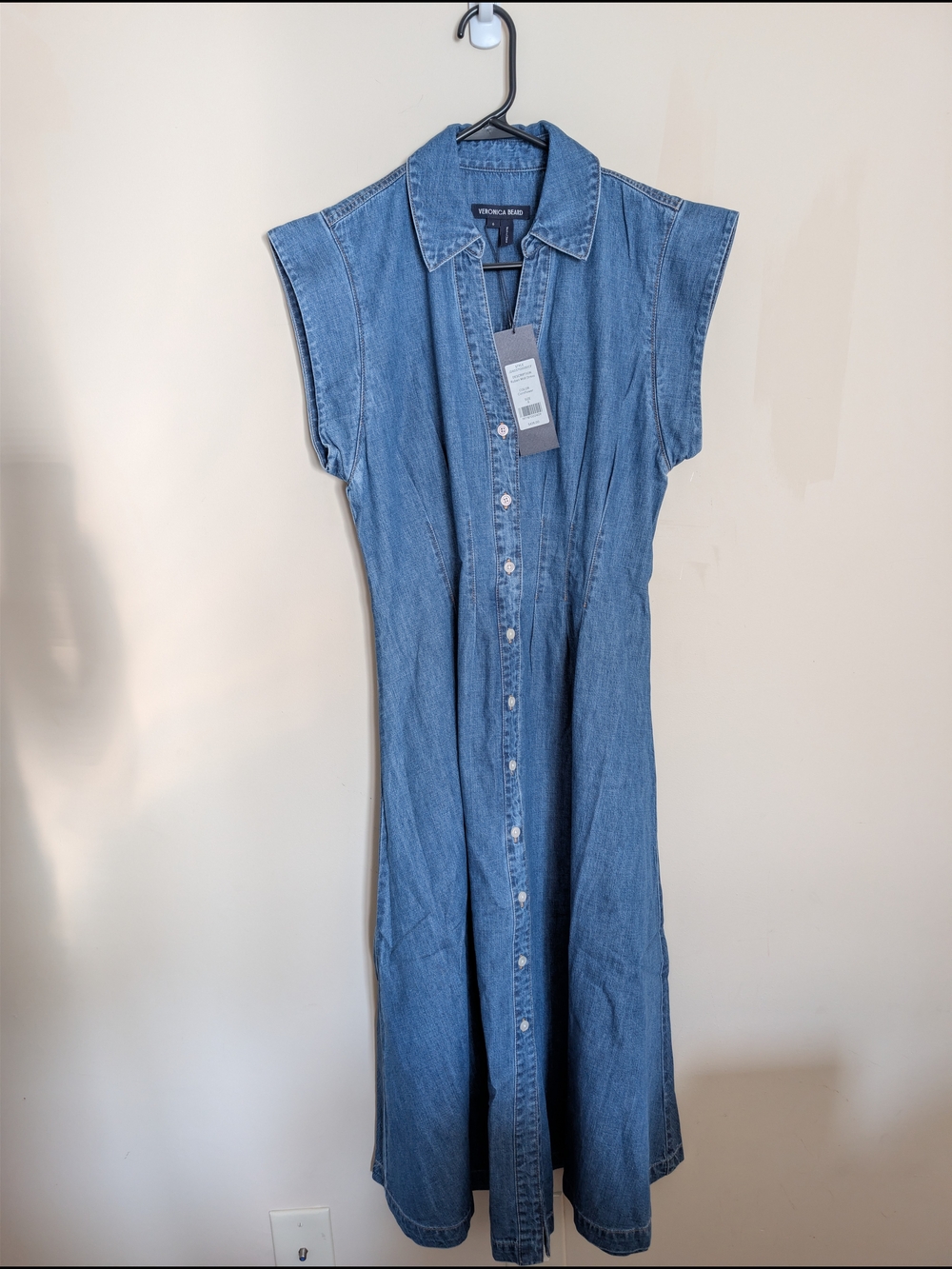 ​NWT Veronica Beard Ruben Denim Midi Dress Wash Cornflower Size 6 $428